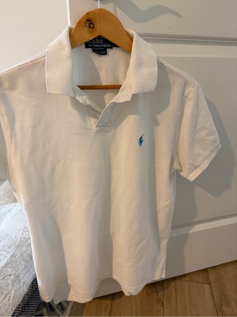 Ralph Lauren White Polo with Teal Pony Embroidery